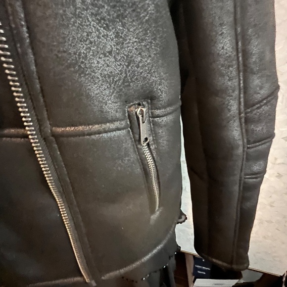 Lucky Brand Faux Fur Shearling Black Jacket - Picture 3 of 11